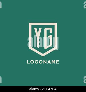 YG initial logo monogram shield geometric shape design vector graphic Stock Vector