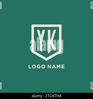 YK initial logo monogram shield geometric shape design vector graphic Stock Vector