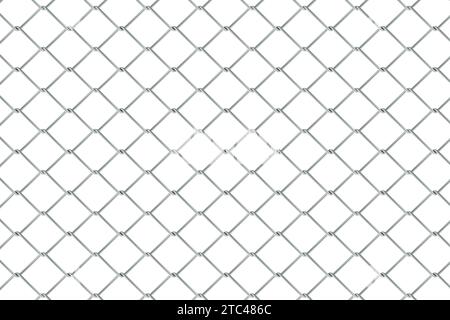 Wired fence pattern, metal grid on white backdrop, 3D rendering Stock Photo