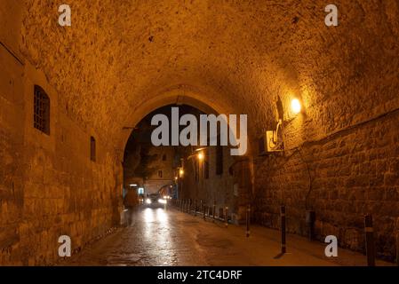 Night street in the old city of Jerusalem, Israel. Stock Photo