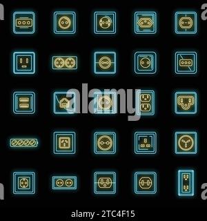 Extension cord icons set 9 color vector isolated on white for any ...
