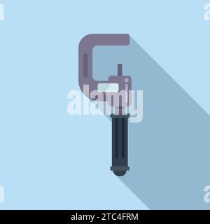 Digital micrometer equipment icon flat vector. High calibrated. Device tool Stock Vector