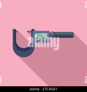 Digital micrometer machining icon flat vector. Scale precise. Work steel tool Stock Vector