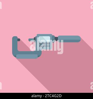 Work steel object icon flat vector. Digital micrometer. Construction tool Stock Vector