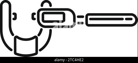 Digital micrometer caliper icon outline vector. Machining tool. Micro gauge Stock Vector