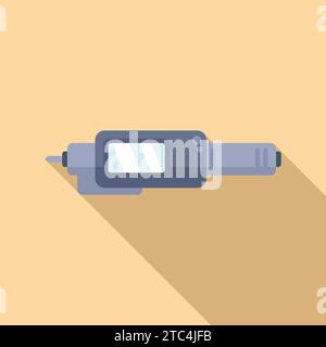 Digital micrometer icon flat vector. Caliper ruler. Device tool Stock Vector