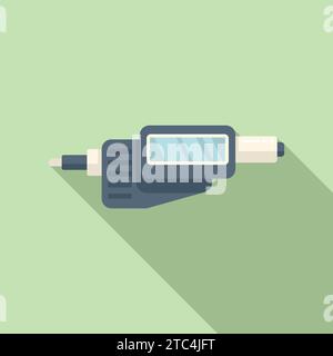 Digital micrometer precision icon flat vector. Number scale. Instrument metal tool Stock Vector