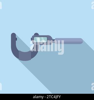 Digital micrometer gauge icon flat vector. Vernier scale object. Steel work Stock Vector