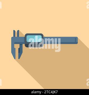 Classic digital micrometer icon flat vector. Scale meter object. Steel work exact Stock Vector