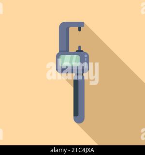 Digital micrometer device icon flat vector. Laboratory tool. Micro gauge Stock Vector