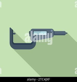 Build digital micrometer icon flat vector. Metallic tool. Scale precise Stock Vector