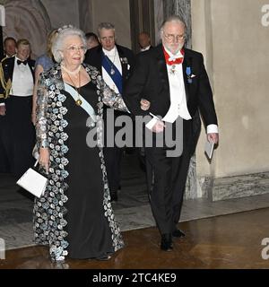 Princess Christina and Nobel laureate in literature Jon Fosse during the Nobel banquet in the City Hall in Stockholm, Sweden. 10th Dec, 2023. Photo: Jonas Ekströmer/TT/Code 10030 Credit: TT News Agency/Alamy Live News Stock Photo