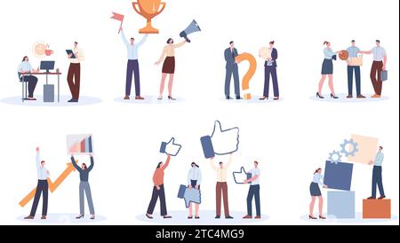 Corporate culture and relationships at work. Business ethics scenes, cartoon employee polite and mannerly. Company management kicky vector concept Stock Vector