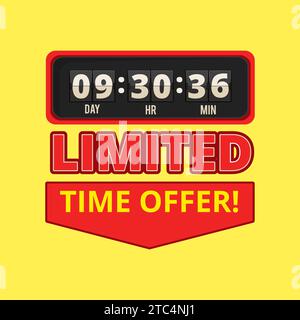 Limited offer. ads placard with timer offers. Vector template Stock Vector