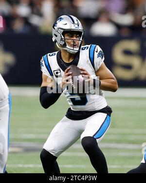 New Orleans, United States. 10th Dec, 2023. Carolina Panthers quarterback Bryce Young (9) throws against th Carolina Panthers at the Caesars Superdome in New Orleans on Sunday, December 10, 2023. Photo by AJ Sisco/UPI. Credit: UPI/Alamy Live News Stock Photo