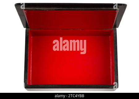 vintage old black and red casket isolated on white background Stock Photo