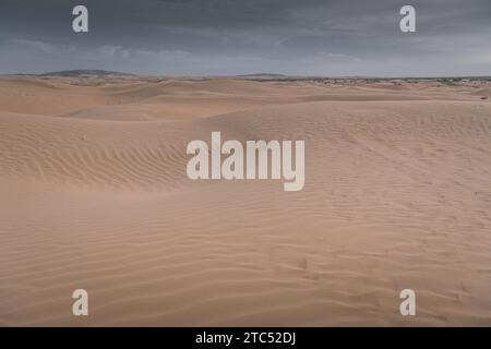 Tengri Desert in the Inner Mongolia Autonomous Region in China. Sunset picture with copy space for text Stock Photo