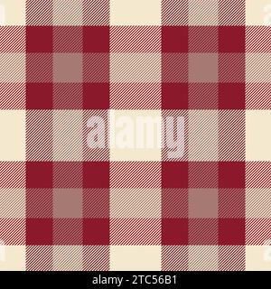Back background textile seamless, border tartan plaid check. Nice fabric pattern vector texture in red and light colors. Stock Vector