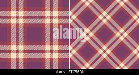 Seamless background textile of tartan plaid pattern with a fabric vector check texture set in warm colors. Stock Vector
