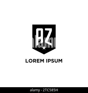 AZ monogram initial logo with geometric shield and star icon design style ideas Stock Vector