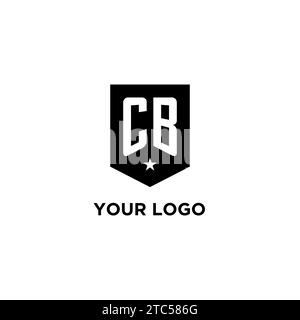 CB monogram initial logo with geometric shield and star icon design style ideas Stock Vector