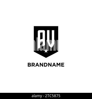 AV monogram initial logo with geometric shield and star icon design style ideas Stock Vector