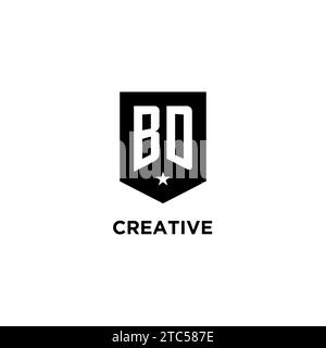 BD monogram initial logo with geometric shield and star icon design style ideas Stock Vector