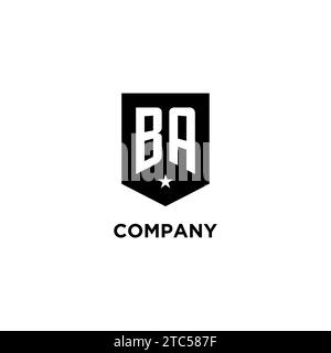 BA monogram initial logo with geometric shield and star icon design style ideas Stock Vector