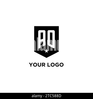 AO monogram initial logo with geometric shield and star icon design style ideas Stock Vector