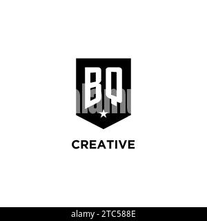 BQ monogram initial logo with geometric shield and star icon design style ideas Stock Vector