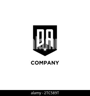 DA monogram initial logo with geometric shield and star icon design style ideas Stock Vector