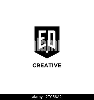 ED monogram initial logo with geometric shield and star icon design style ideas Stock Vector