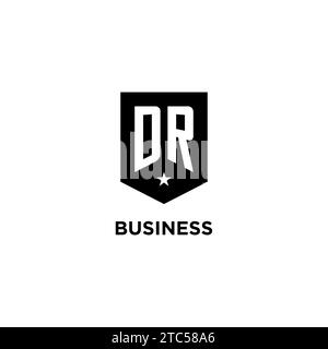 DR monogram initial logo with geometric shield and star icon design style ideas Stock Vector
