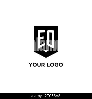 EO monogram initial logo with geometric shield and star icon design style ideas Stock Vector