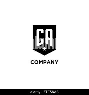 CA monogram initial logo with geometric shield and star icon design style ideas Stock Vector