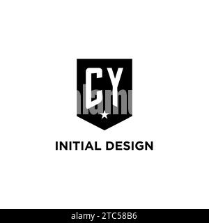 CY monogram initial logo with geometric shield and star icon design style ideas Stock Vector