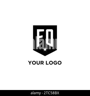FO monogram initial logo with geometric shield and star icon design style ideas Stock Vector