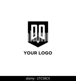 DO monogram initial logo with geometric shield and star icon design style ideas Stock Vector