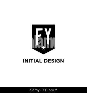 FY monogram initial logo with geometric shield and star icon design style ideas Stock Vector