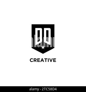 DD monogram initial logo with geometric shield and star icon design style ideas Stock Vector