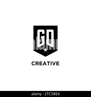GD monogram initial logo with geometric shield and star icon design style ideas Stock Vector