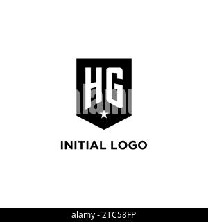 HG monogram initial logo with geometric shield and star icon design style ideas Stock Vector