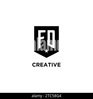 FD monogram initial logo with geometric shield and star icon design style ideas Stock Vector
