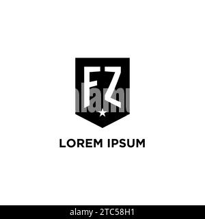 FZ monogram initial logo with geometric shield and star icon design style ideas Stock Vector