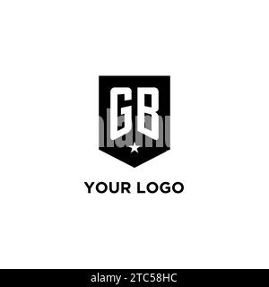 GB monogram initial logo with geometric shield and star icon design style ideas Stock Vector