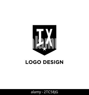 IX monogram initial logo with geometric shield and star icon design style ideas Stock Vector
