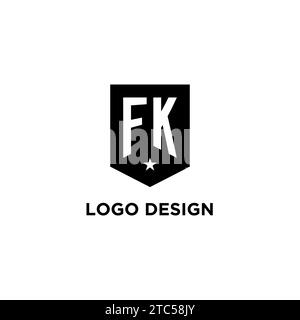FK monogram initial logo with geometric shield and star icon design style ideas Stock Vector