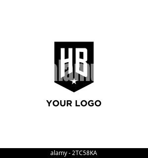 HB monogram initial logo with geometric shield and star icon design style ideas Stock Vector