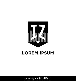 IZ monogram initial logo with geometric shield and star icon design style ideas Stock Vector