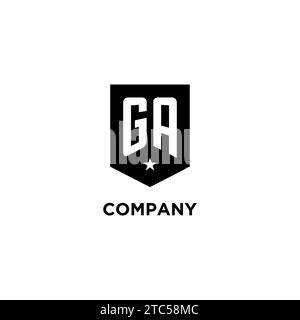 GA monogram initial logo with geometric shield and star icon design style ideas Stock Vector